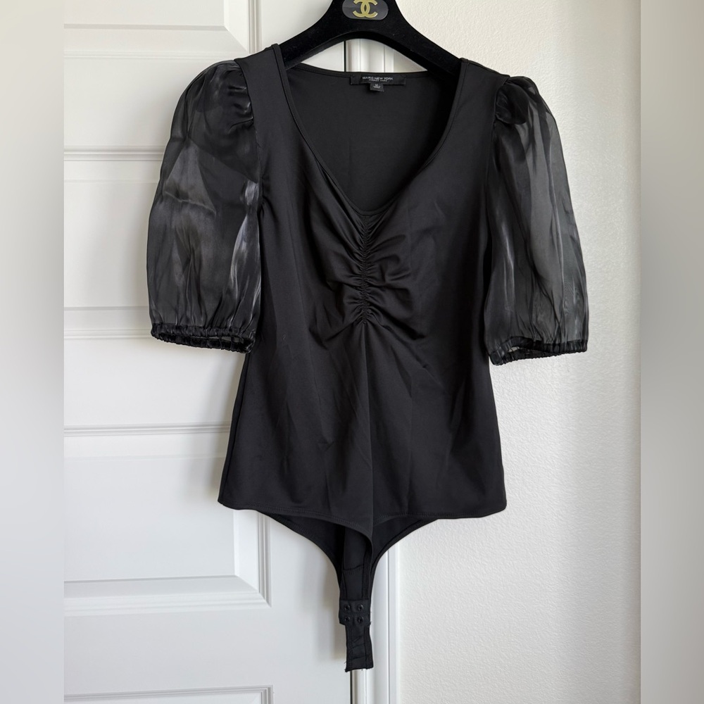 Marc New York Puff Sleeve Black Bodysuit Size M